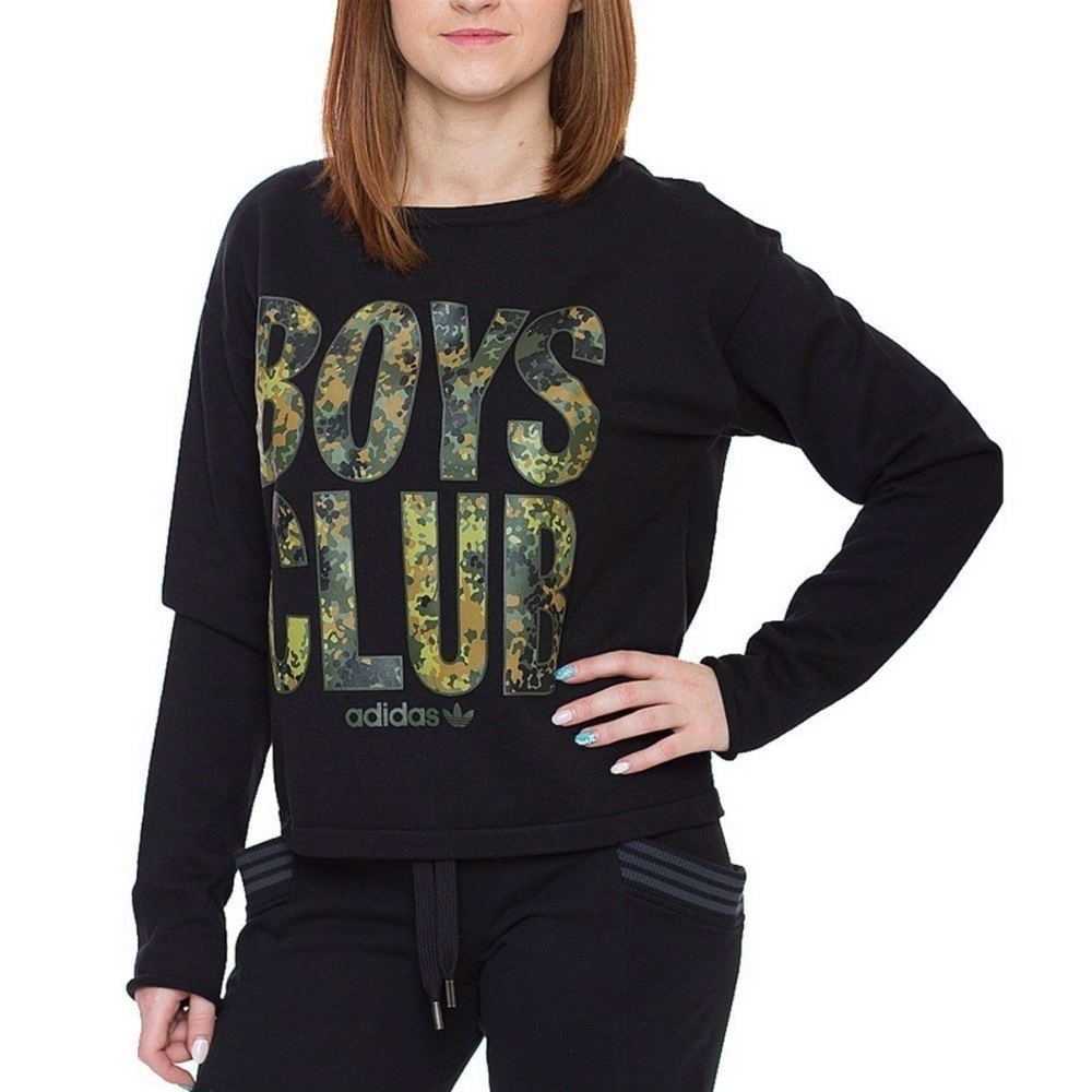 Adidas “Boys Club” Black and Camo Crewneck Long Sleeve